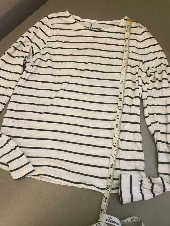 Lulus Basics Sydnee Cream And Olive Green Striped Long Sleeve Top White - Picture 5 of 6